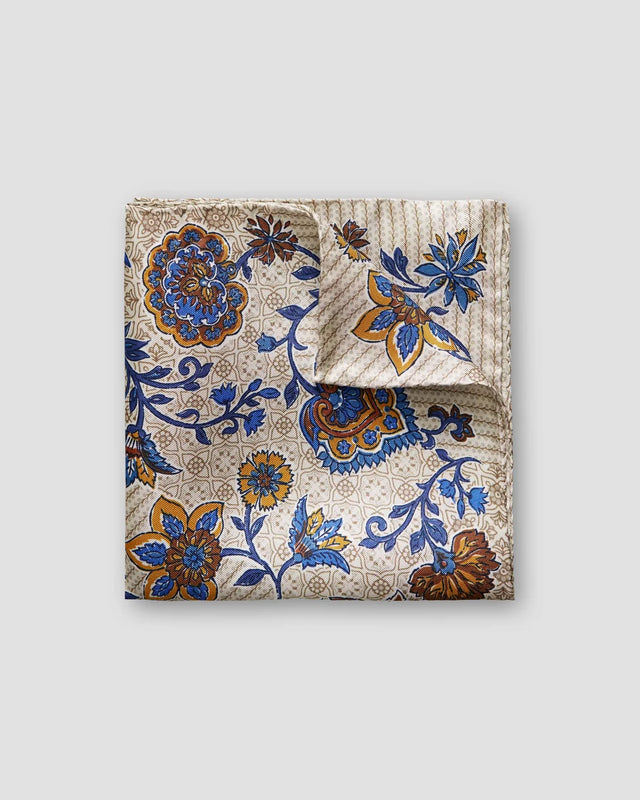 Beige floral silk pocket square