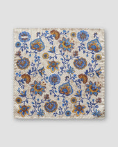 Beige Floral Silk Pocket Square