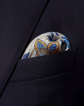 Beige Floral Silk Pocket Square