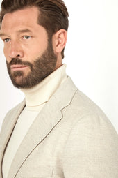 Beige Herringbone Jacket Made In Italy