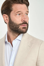 Beige Jacket In Cotton And Silk Made In Italy
