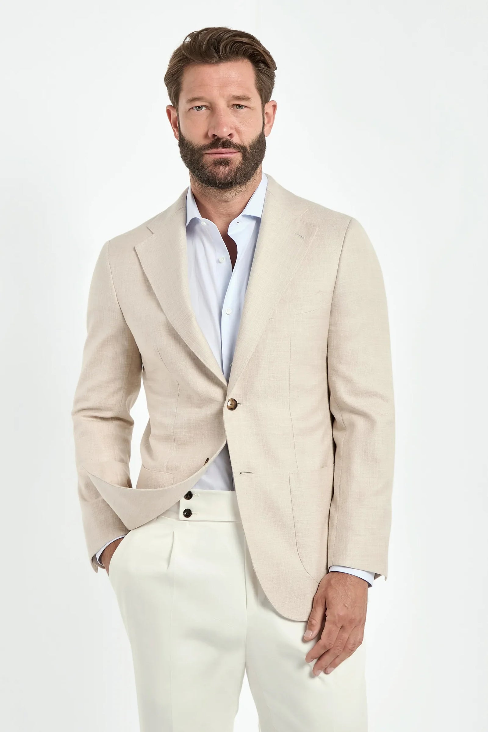 Beige Jacket In Cotton And Silk Made In Italy