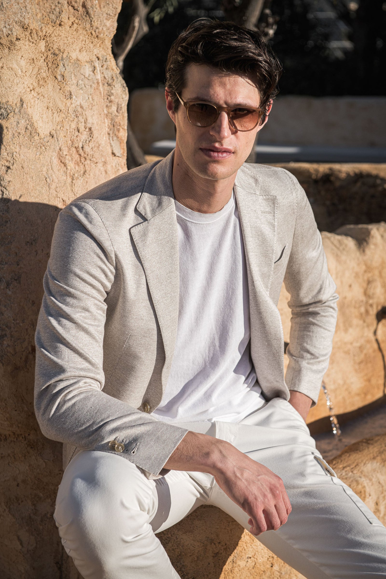Beige Jersey Jacket Made In Italy
