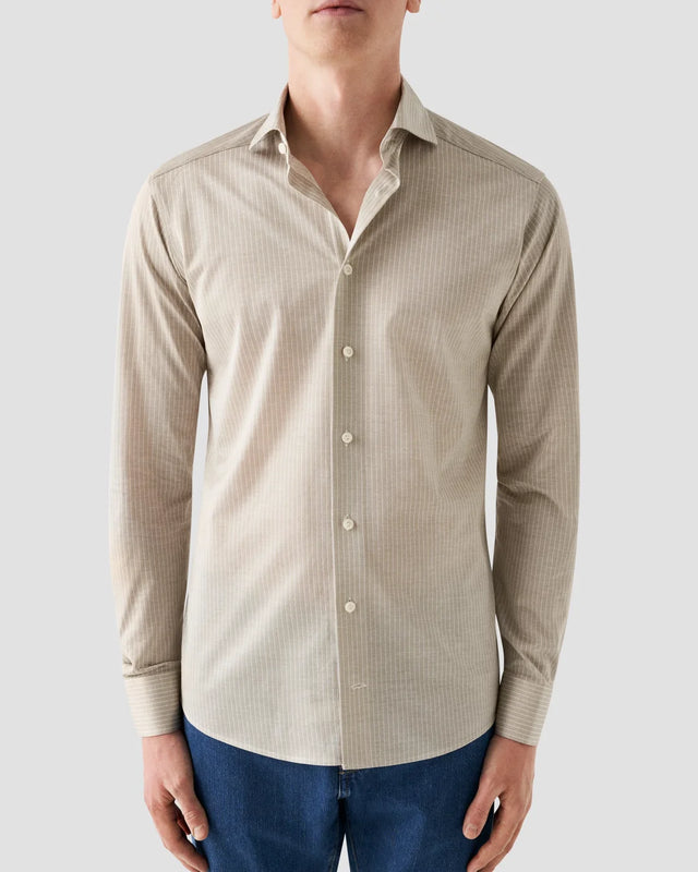 Striped Four Way Strech Shirt - Eton