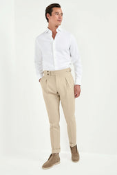 Beige Limited Edition Trousers Made In Italy
