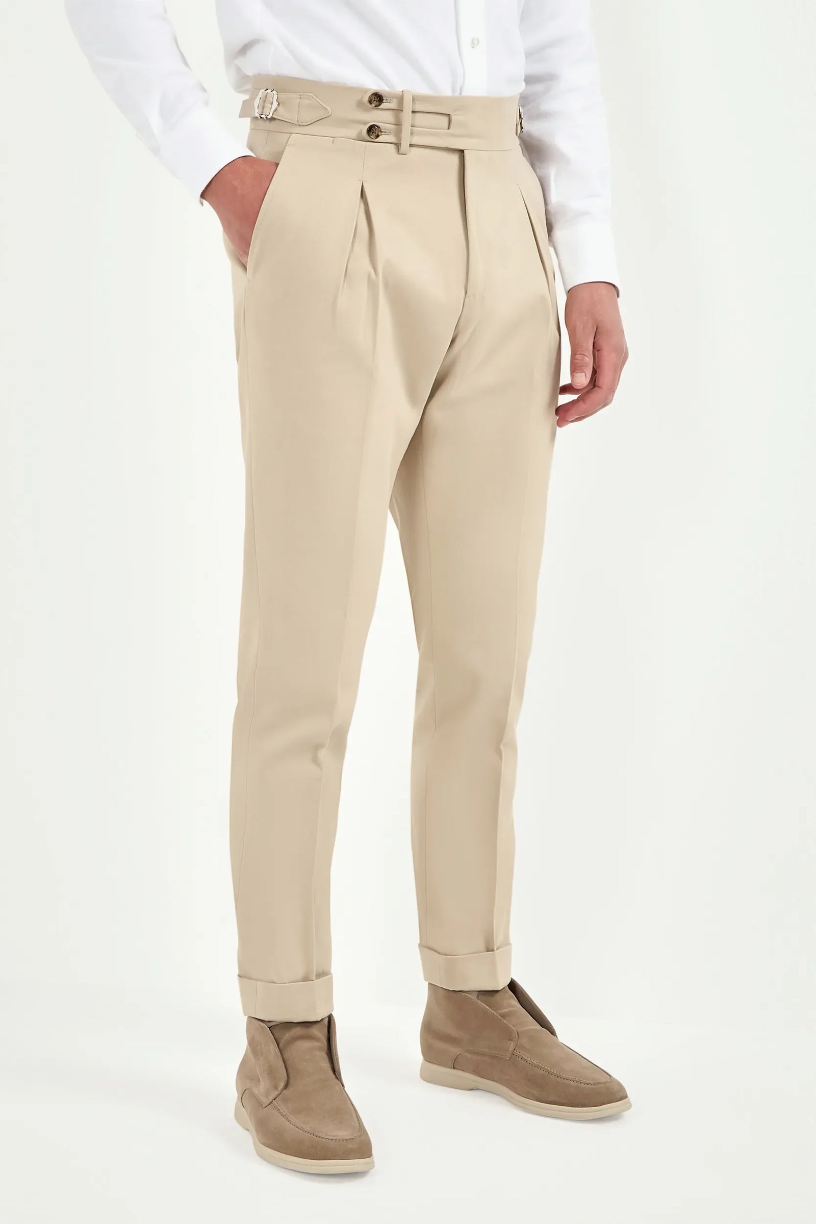 Beige Limited Edition Trousers Made In Italy