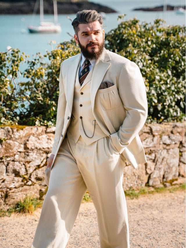 Beige linen and cotton suit jacket - Heol