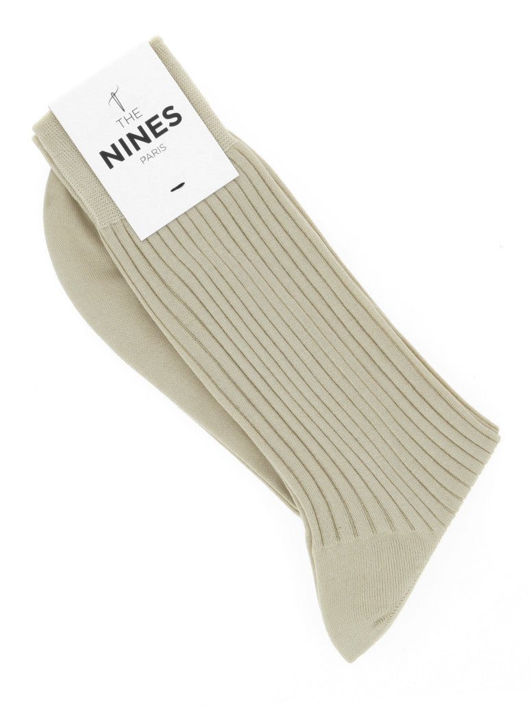Beige Lisle Cotton Socks