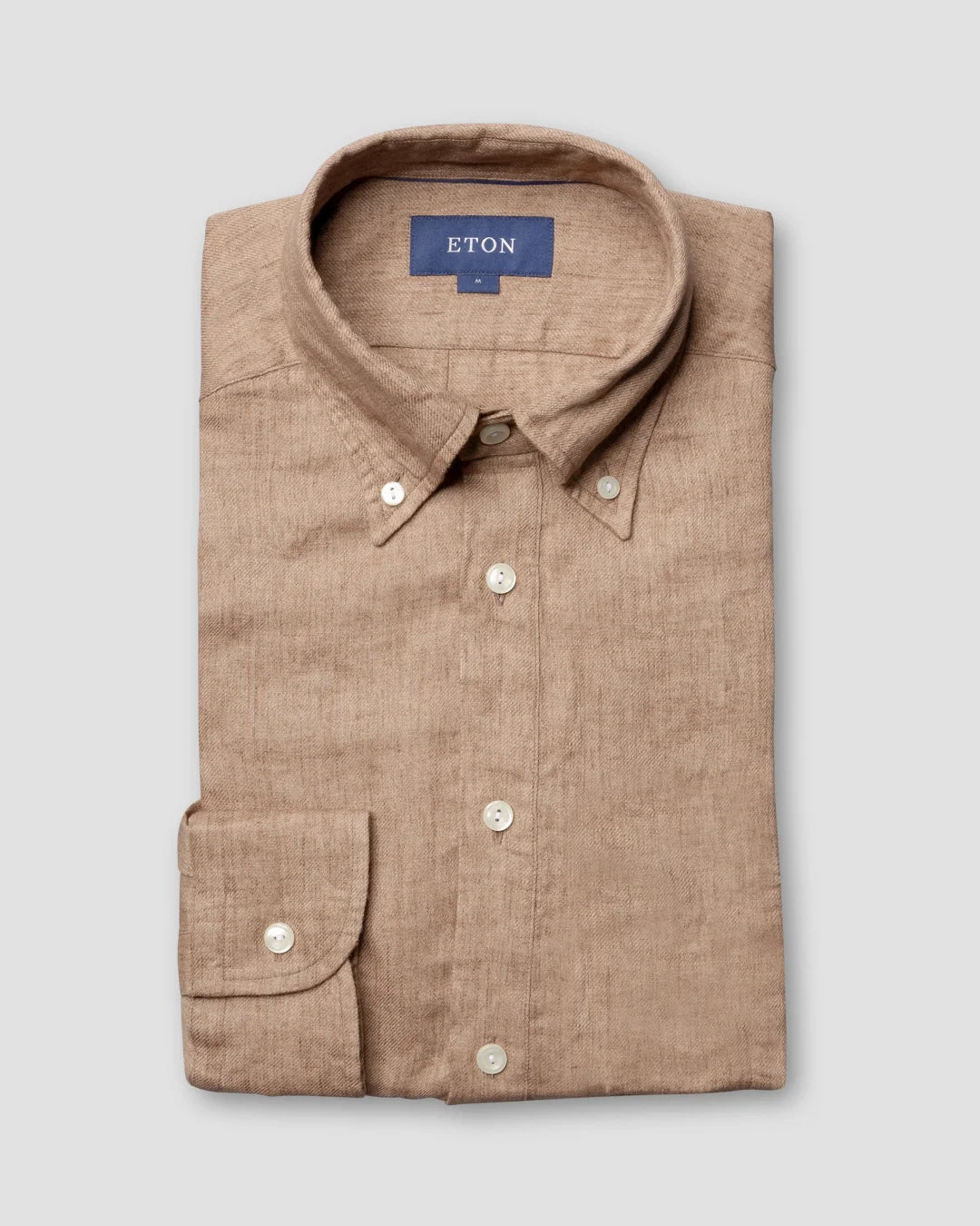 Beige Luxe Linen Popover Shirt Eton