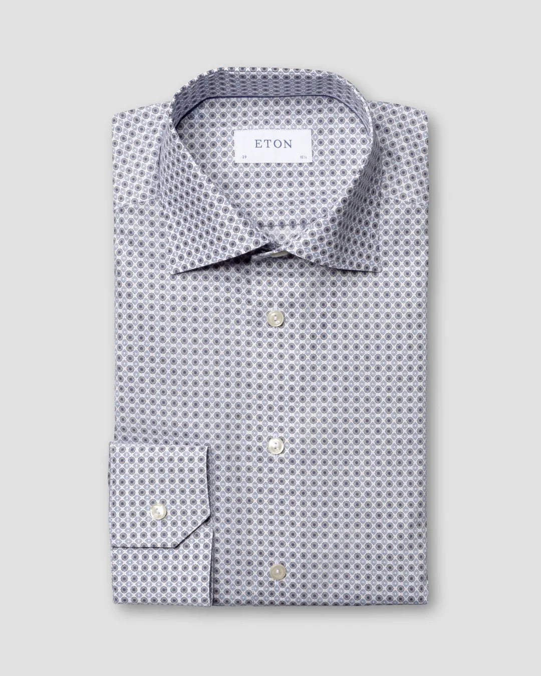Beige Medallions Print Shirt Eton