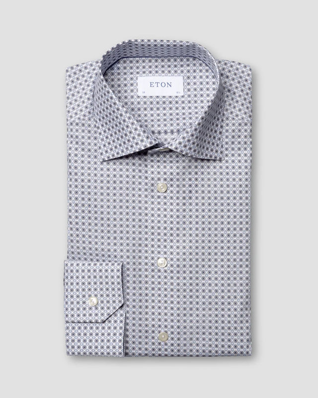 Beiges Hemd mit Medaillon-Print - Eton