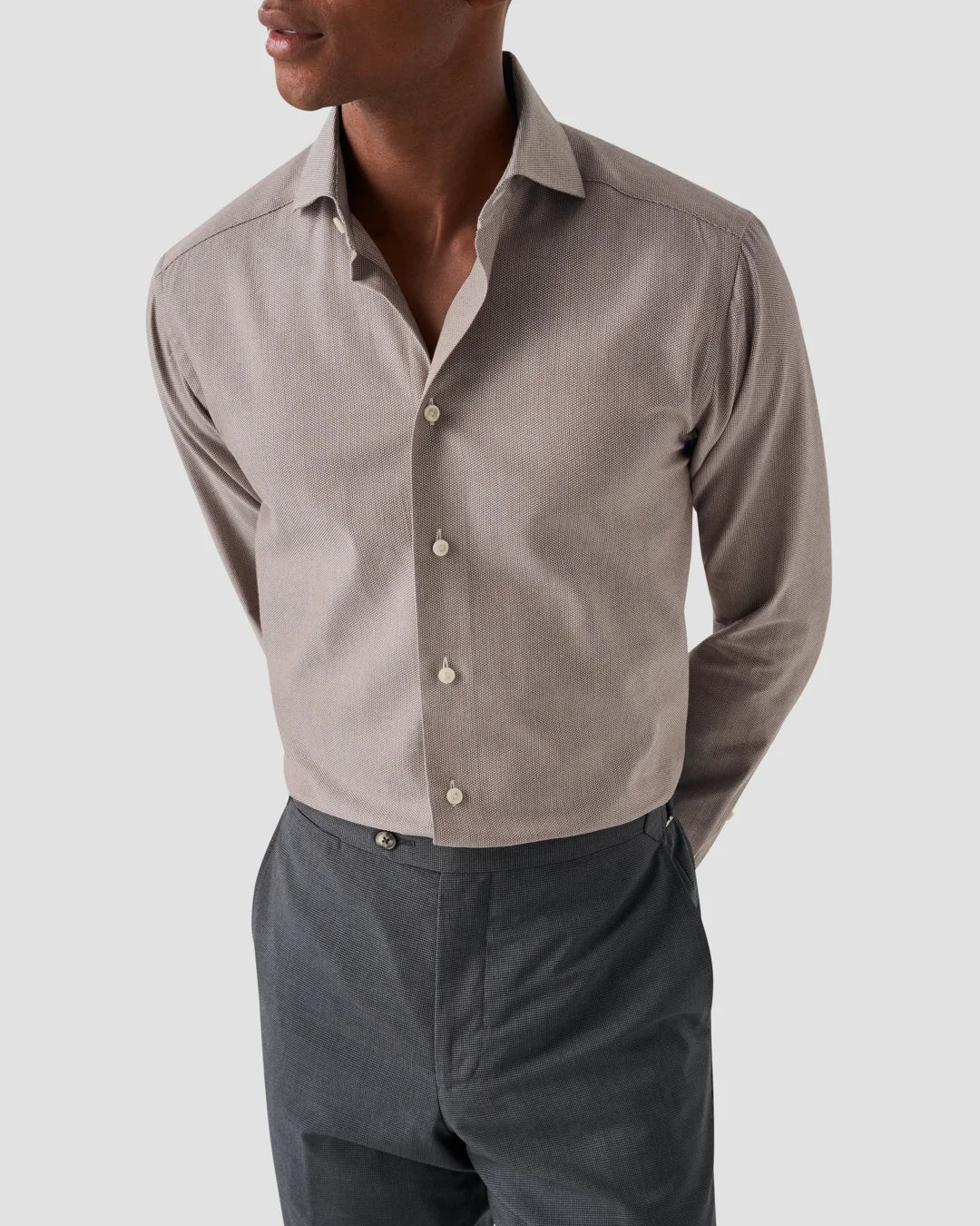 Beige M Lange Signature Twill Shirt Eton