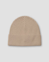 Hellbraune Beanie aus Merinowolle