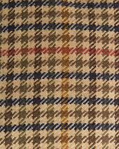 Beige Navy Red Houndstooth Check Wool Flat Cap