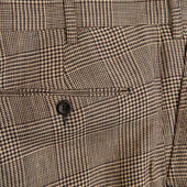Beige Prince Of Wales Check Linen Trousers