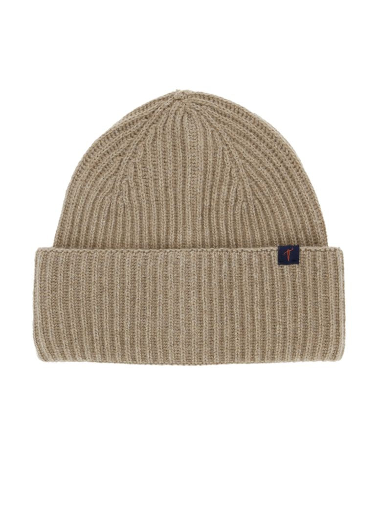 Beige Ribbed Wool And Cashmere Beanie Woca