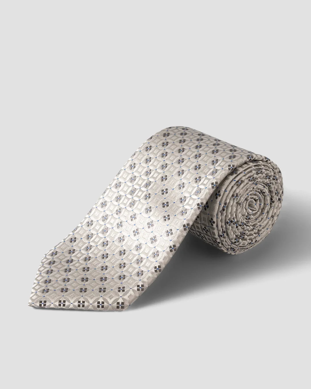 Brown Geometric Print Silk Tie Eton