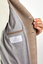 Beige Super 180 S Wool Flannel Bomber Jacket Made In Italy