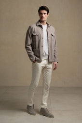 Beige Safari Jacket Flannel Super 180s Made In Italy