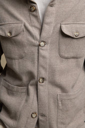 Beige Safari Jacket Flannel Super 180s Made In Italy