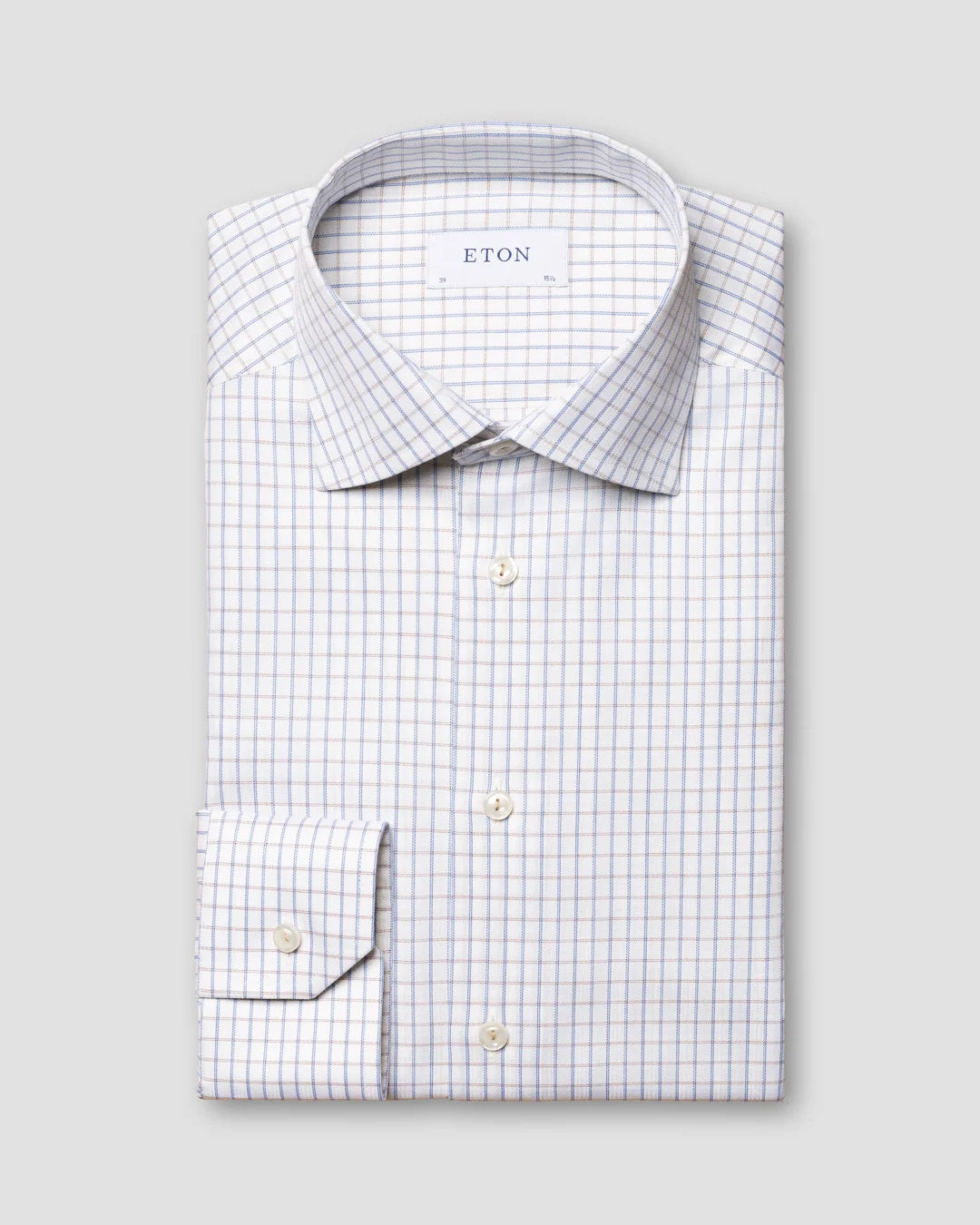 Light Brown Three Color Checked Signature Twill Shirt Eton