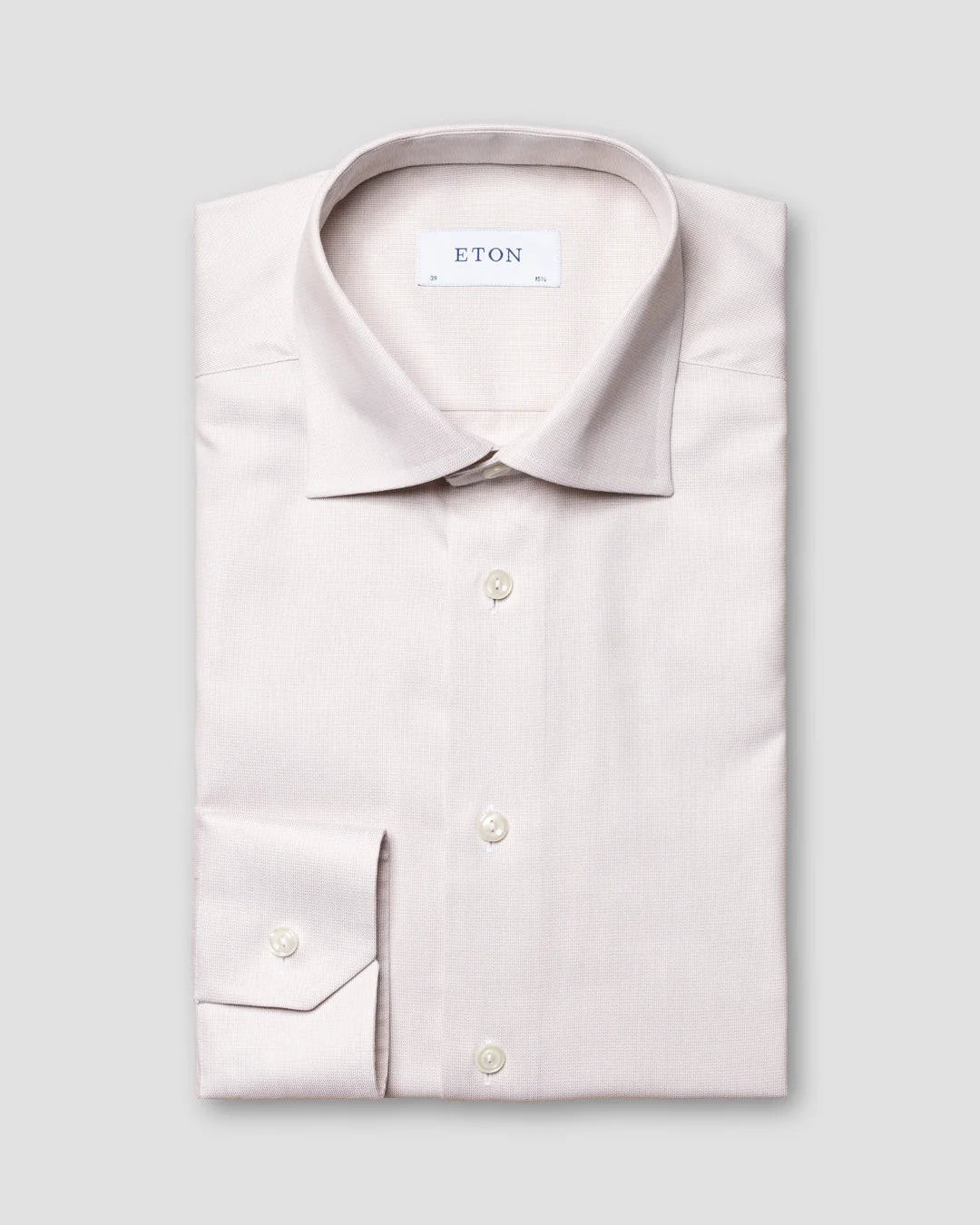 Light Brown Signature Twill Shirt Semi Solid Eton