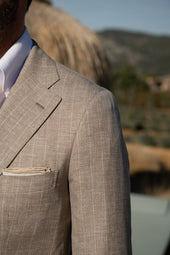 Beige Striped Suit Made In Italy