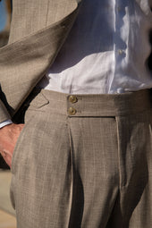 Beige Striped Suit Made In Italy