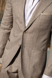 Beige Striped Suit Made In Italy