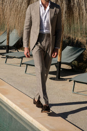 Beige Striped Suit Made In Italy