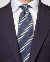 Beige And Striped Wool Blend Tie