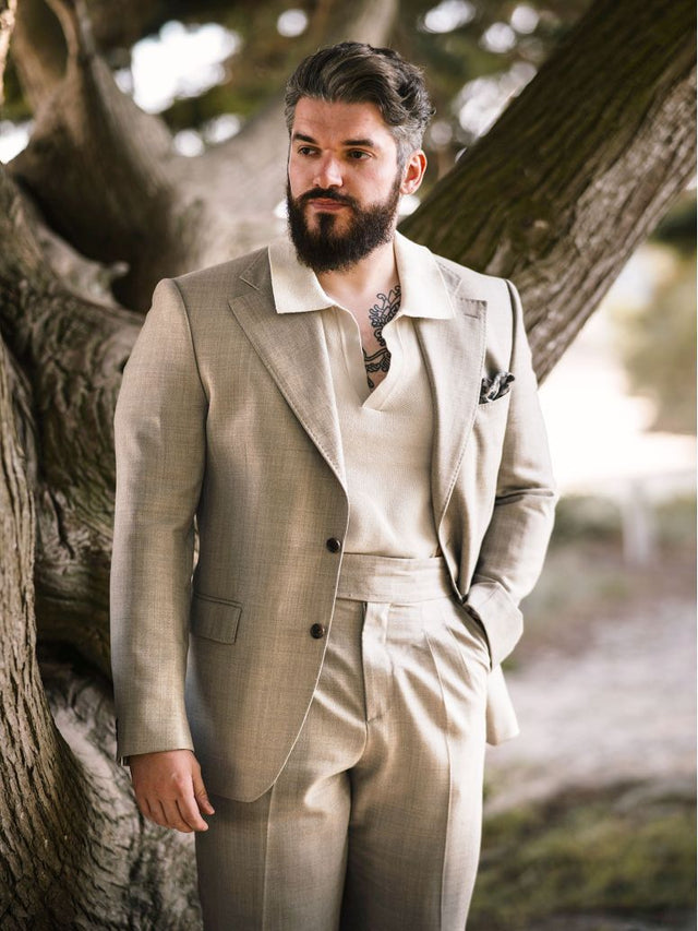 Beige Summer Wool Suit Jacket - Loar