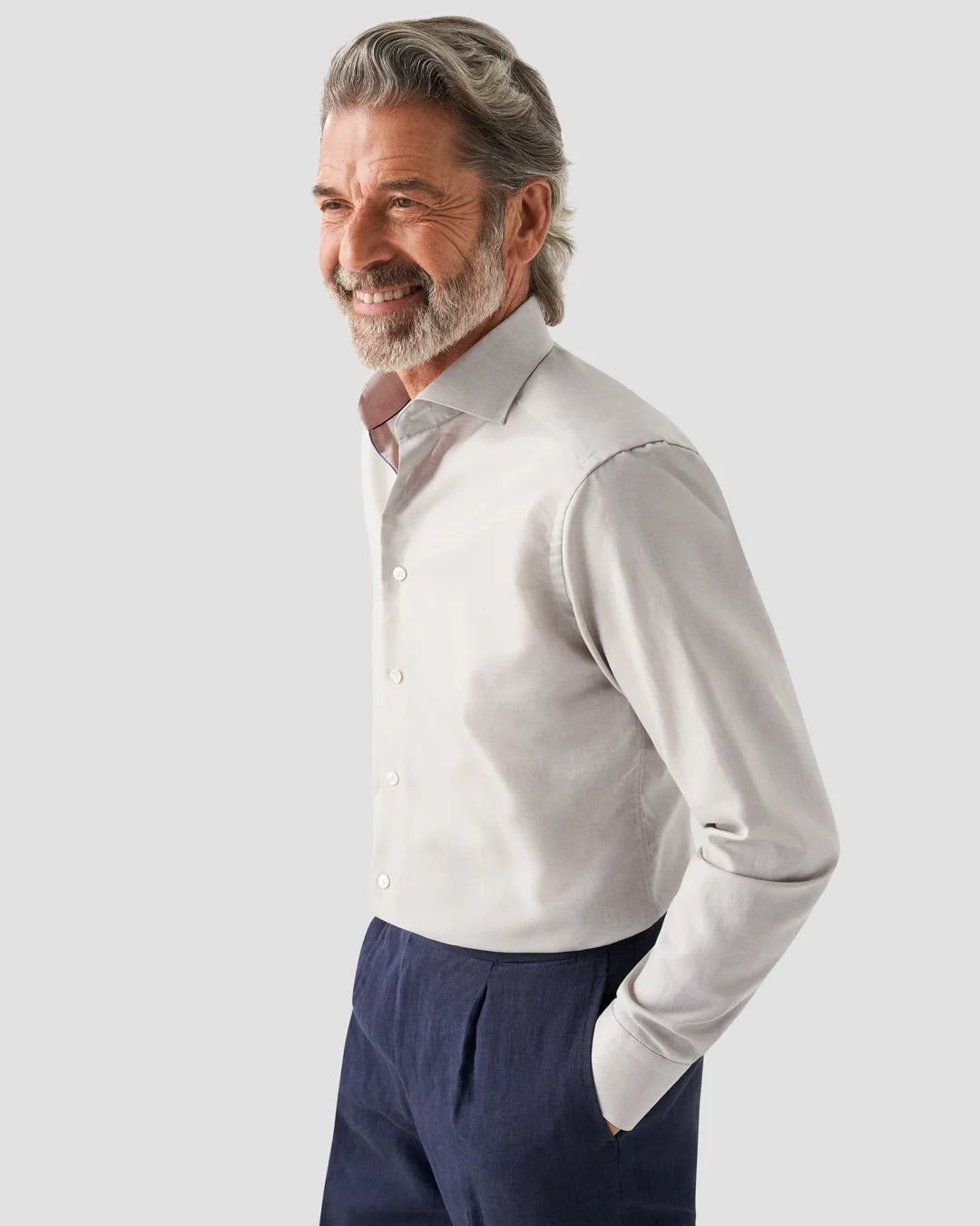 Brown Wrinkle Free Cotton Linen Shirt Eton