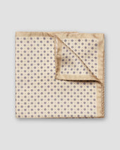 Beige Floral Print Tussah Silk Pocket Square