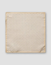 Beige Floral Print Tussah Silk Pocket Square
