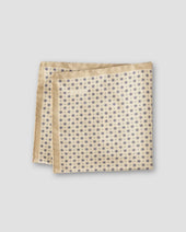 Beige Floral Print Tussah Silk Pocket Square