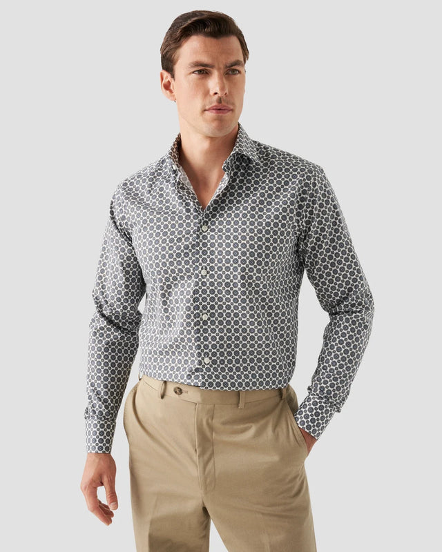 Brown Medallion Print Signature Twill Shirt - Eton