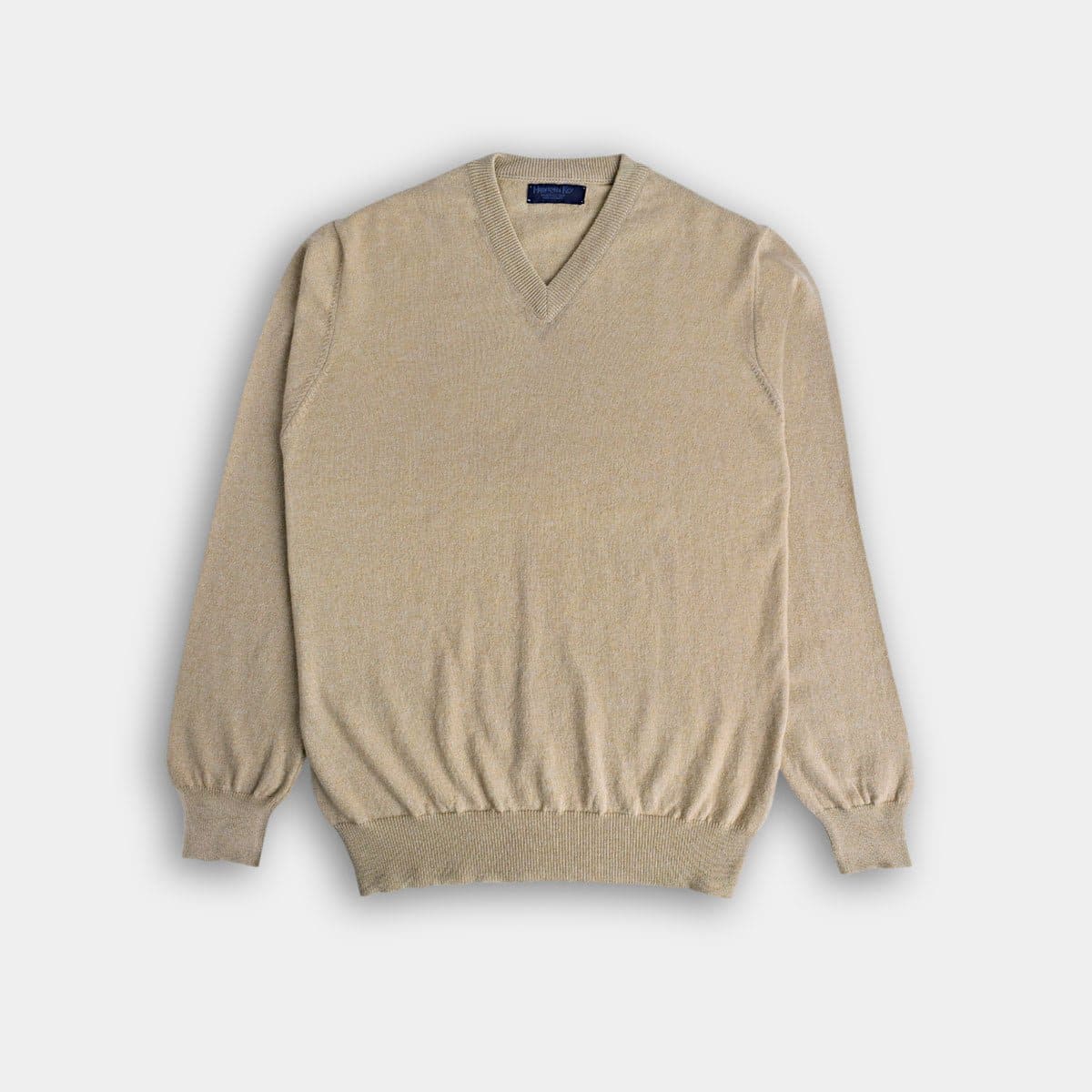 Beige V Neck Cashmere Sweater