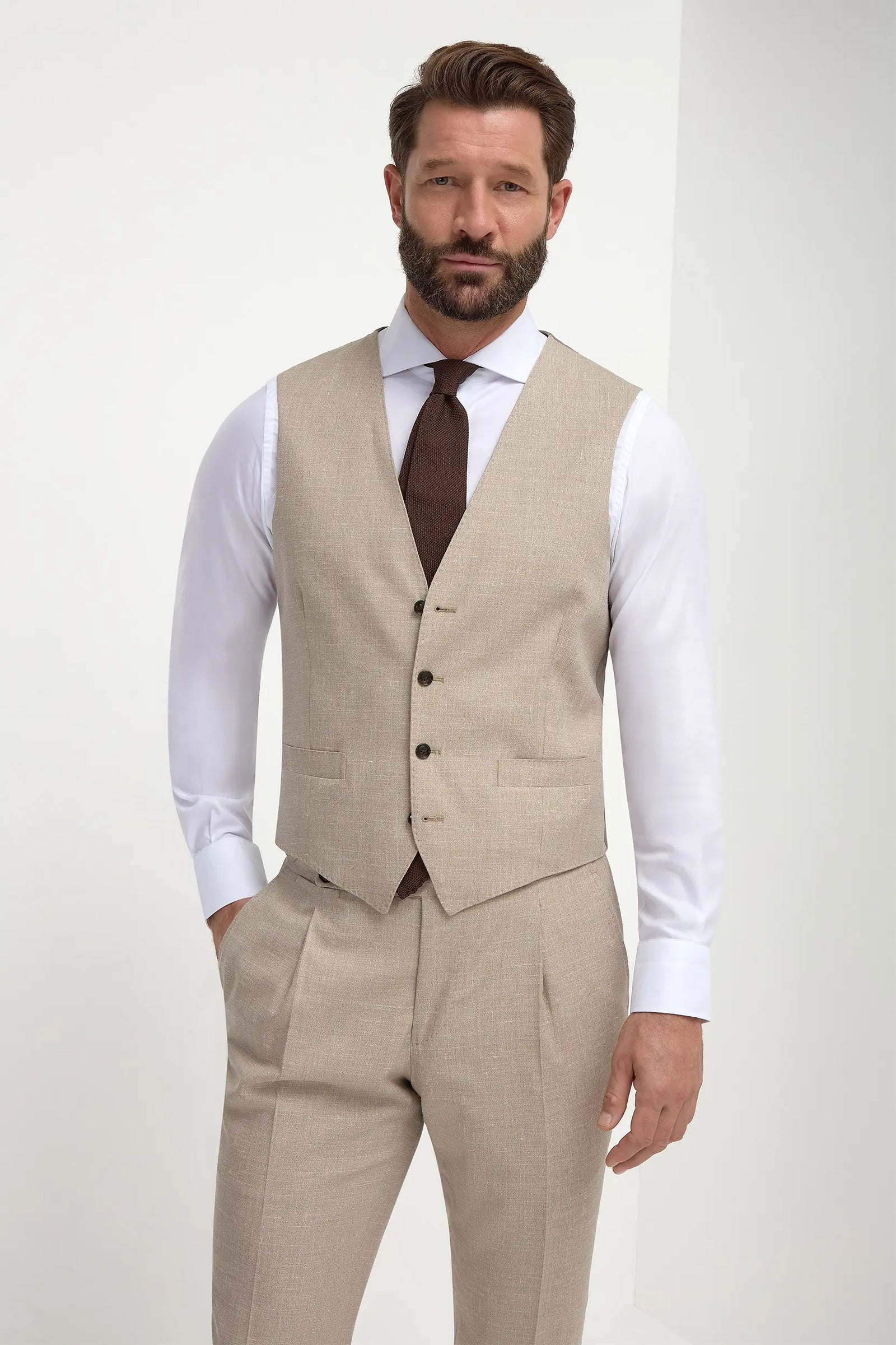 Beige Waistcoat Made In Italy