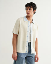Belle Blue Tipped Pointelle Polo Shirt