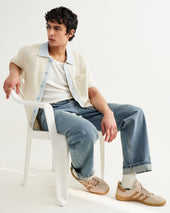 Belle Blue Tipped Pointelle Polo Shirt
