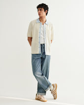 Belle Blue Tipped Pointelle Polo Shirt