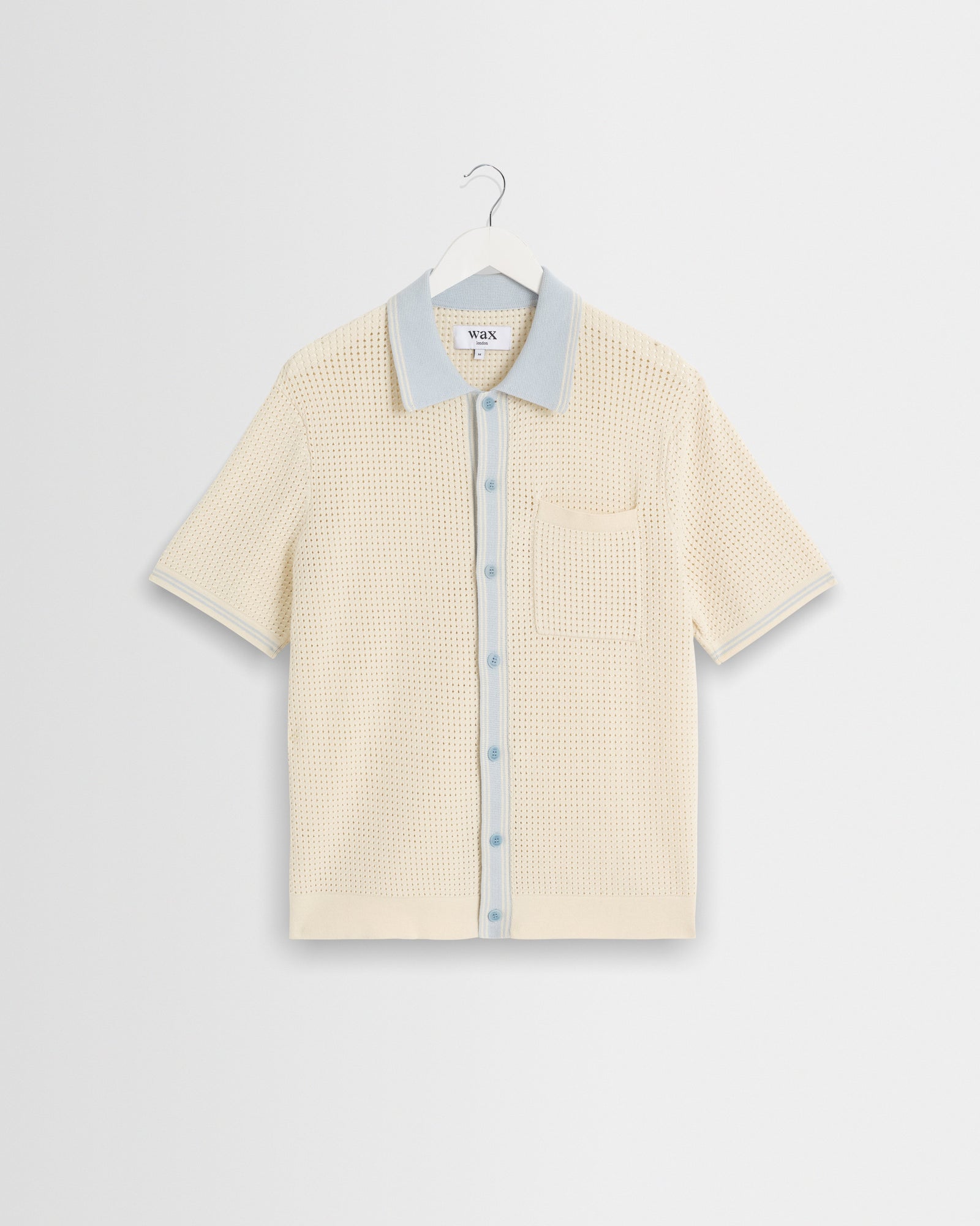 Belle Blue Tipped Pointelle Polo Shirt