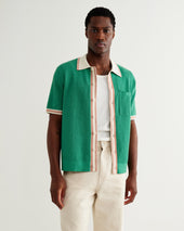 Belle Green Tipped Pointelle Polo Shirt