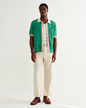 Belle Green Tipped Pointelle Polo Shirt
