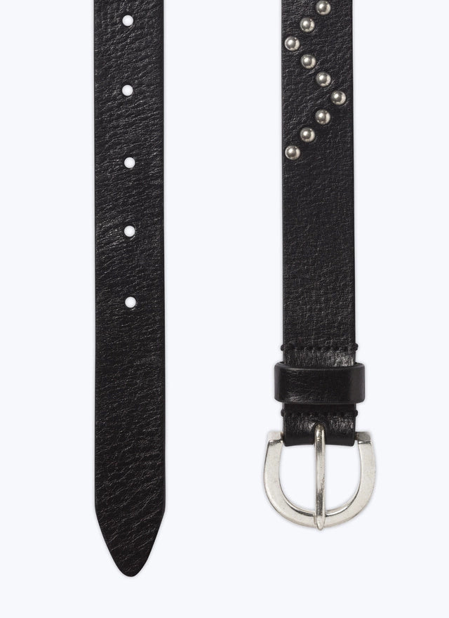 Calfskin leather belt with studs