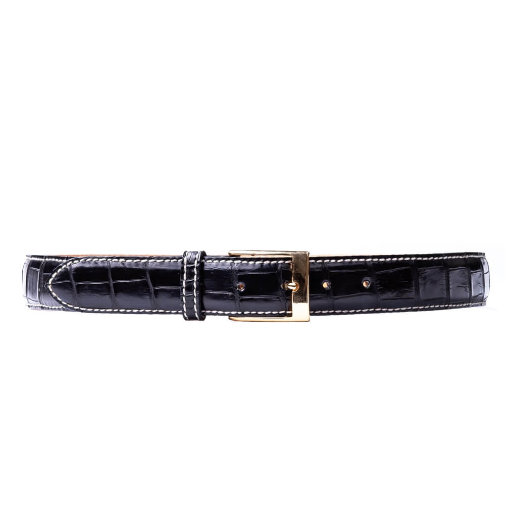 Crocodile Belt With Hand Stitched Edge