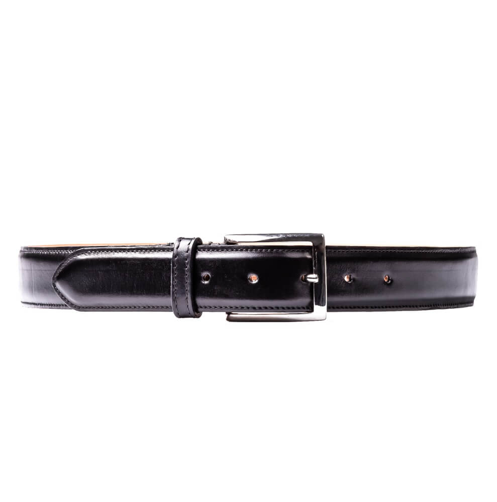 Crust Calf Leather Belt With Machine Stitched Edge
