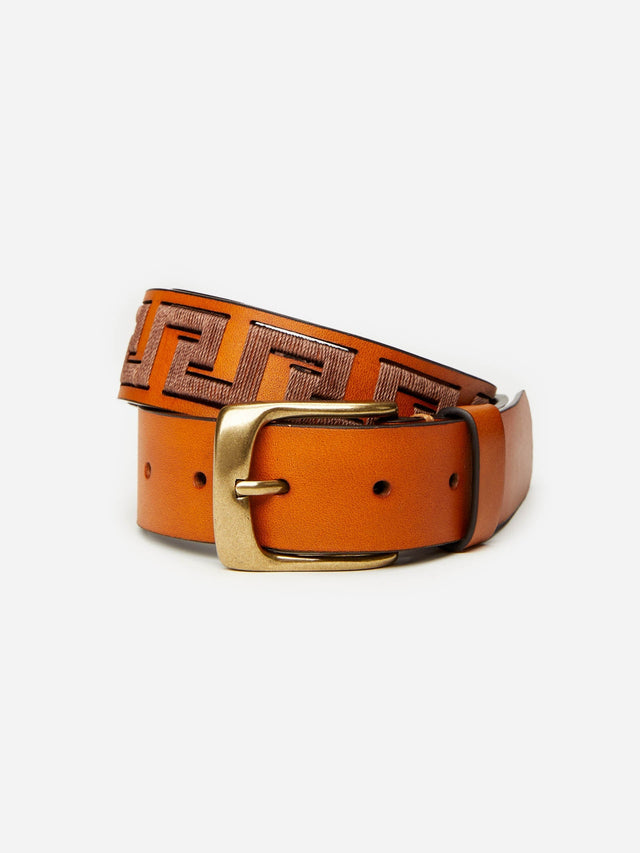Natural/Dark Brown Caerus Leather Belt | Men's Belts | J.McLaughlin
