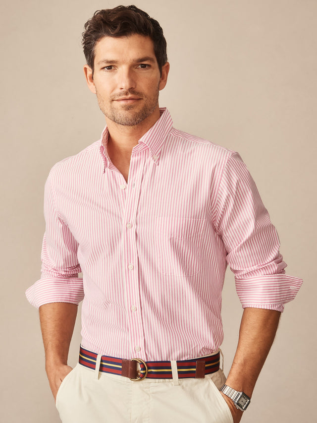 Pink/White Bengal Stripe Belvedere Cotton Shirt | Men's Shirts | J.McLaughlin